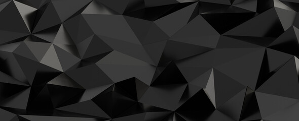 Obraz premium Abstract dark geometric background with low poly triangles. Modern 3D render for design projects.