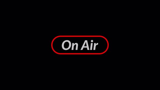  animated On air sign and text animation for live broadcast studio and media production animation in 4K animation with alpha channel  on transparent background 