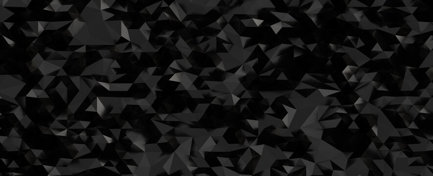 Abstract dark low poly background with geometric shapes and subtle shadows. Modern digital texture.