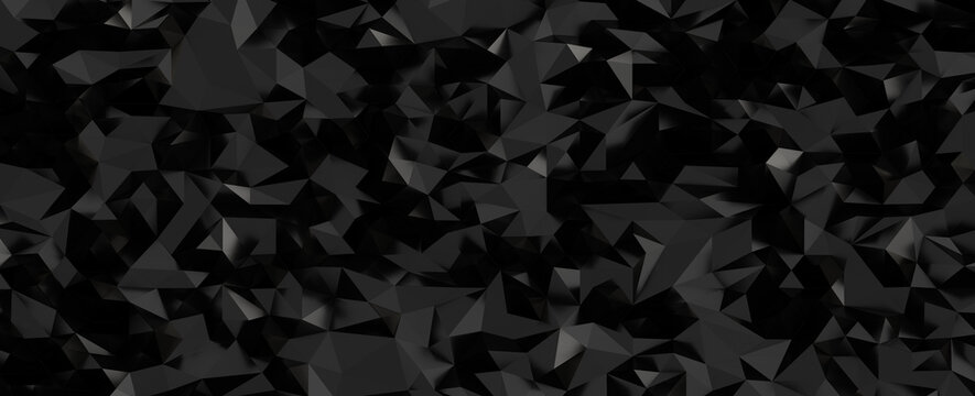 Dark abstract background featuring a low poly design with geometric triangles.