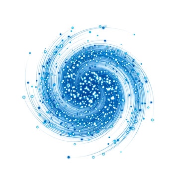 Abstract blue spiral vortex of glowing energy particles, resembling a galaxy or futuristic tunnel.