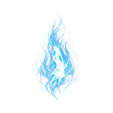 Abstract blue energy flame effect with swirling light and particle elements.