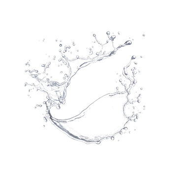 Circular splash of fresh water forming a dynamic ring with suspended droplets, representing liquid motion.