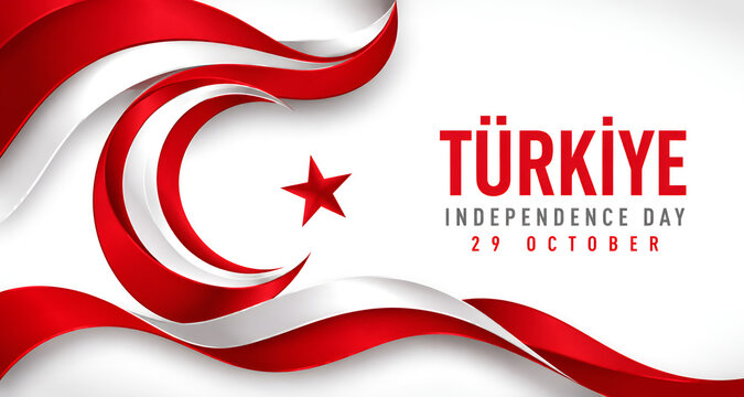 29 October Turkey Republic Day Design with Crescent and Star