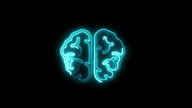 glowing neon brain icon