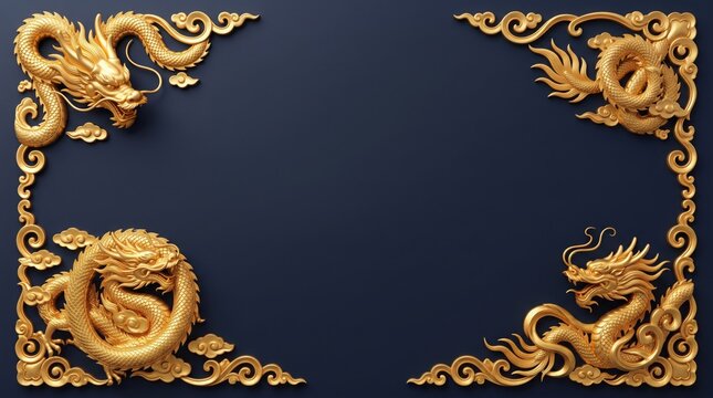 Celebrating the majesty of chinese culture a golden dragon frame for national day festivities