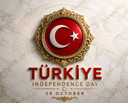 Turkey Republic Day 29 October Design with Crescent and Star Emblem