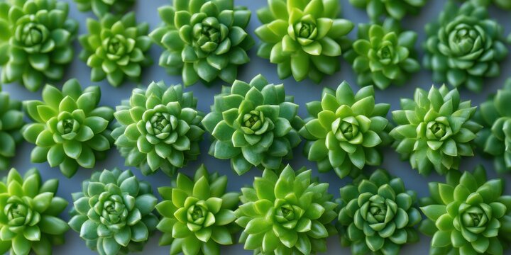 Succulent rosettes arranged like a natural mandala, botanical geometry, soft desert light, top view