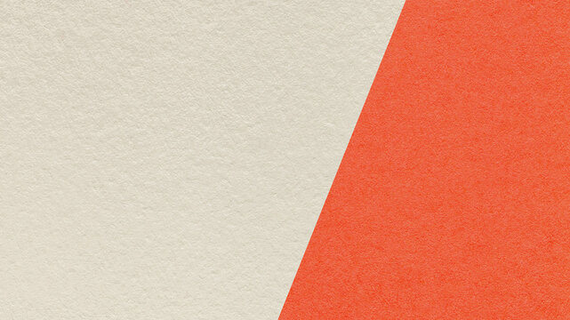 Light beige texture background with coral orange diagonal angled split and copy space for template, banner, presentation