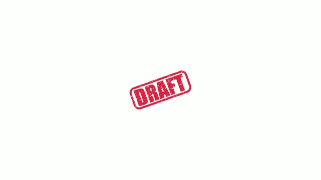Red Draft Rubber Stamp Impression Isolated on White Background for Document Approval and Editing Status