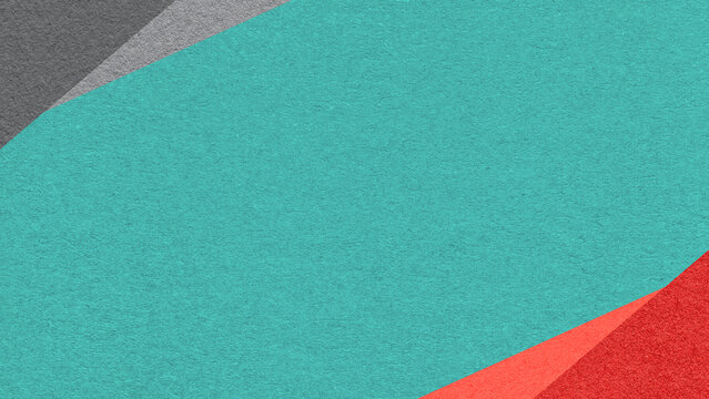 Teal paper texture background with gray, red geometric corners gradient layers, copy space for banner presentation