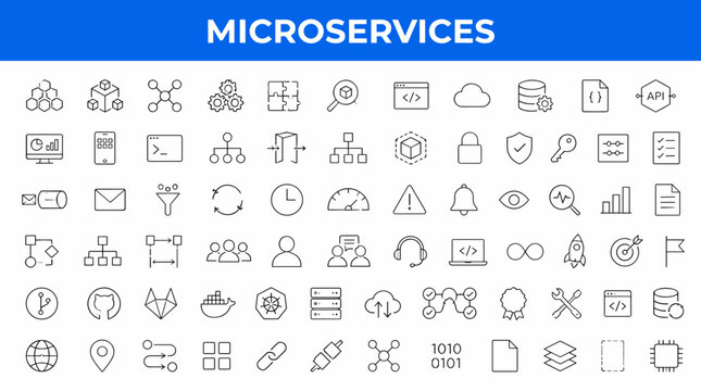 Microservices Icon Set Main Subject Illustration.