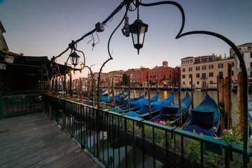 Gondolas Along a Venice Canal at Dusk © Ruslan Bolgov