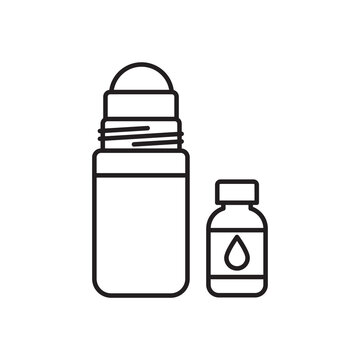 Minimalist line art icon of a roll-on edge dye bottle with a small refill bottle.