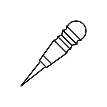 Minimalist line art icon of a wooden-handled manual creaser for scoring decorative lines on leather.