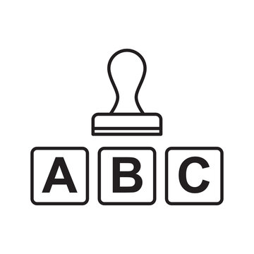 Minimalist line art icon of a metal handle stamp with letter blocks for leather embossing.