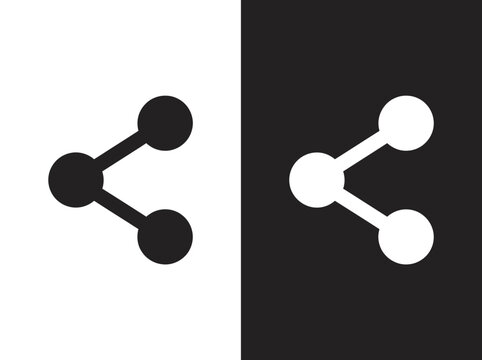 Network connection share node link outline and black fill icon set with connection