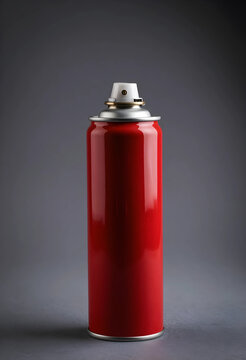 Vandalism and street art supplies, red spray paint can for graffiti and industrial coating projects on a dark background