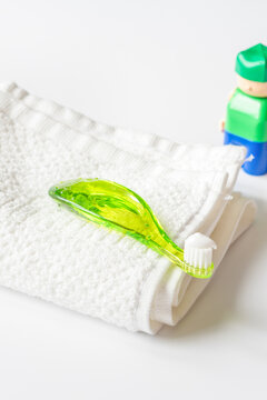 children's toothbrush oral care on white background