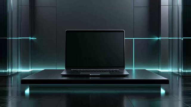 Blank Laptop Mockup for SaaS Website Hero on Dark Tech Background