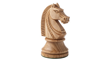 Wooden chess knight piece for strategic gaming isolated on transparent background © Hanna