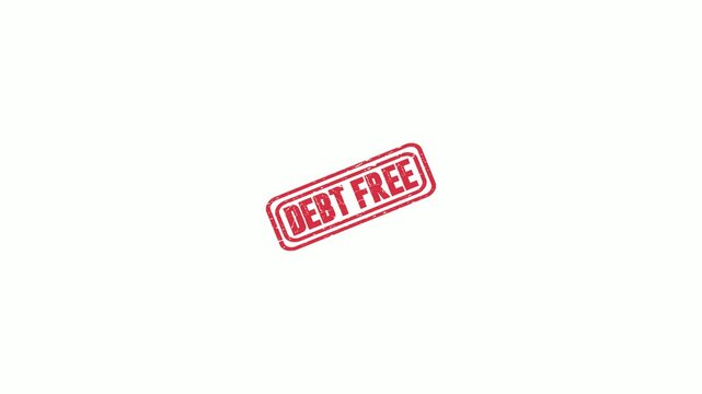 Red Debt Free Rubber Stamp Impression Repeating Pattern Isolated on a Clean White Background Animation