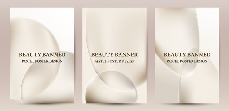 Abstract beige 3d fluid shapes background vector set