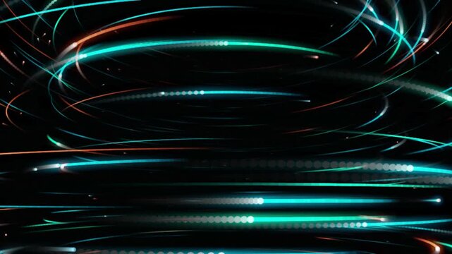 Abstract futuristic digital light trails glowing in space like cosmic data streams