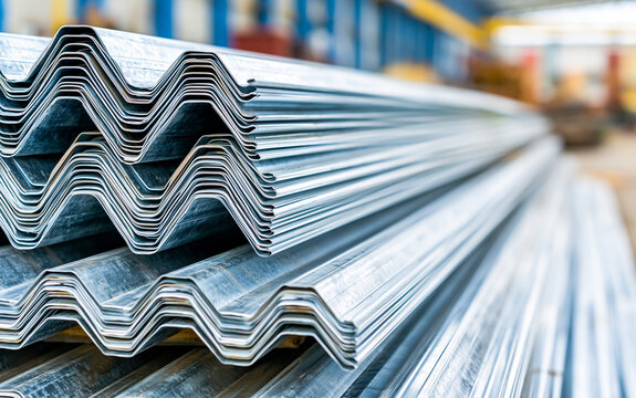 Stacked corrugated galvanized metal roofing sheets