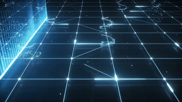 Visible Network Waveform Flowing Through Digital Landscape