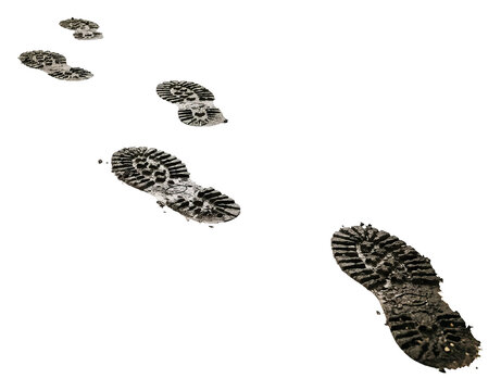Footprints Left Behind on a White Surface.