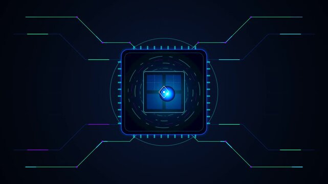 AI Microchip Core Activation Abstract Futuristic Processor Background 4K