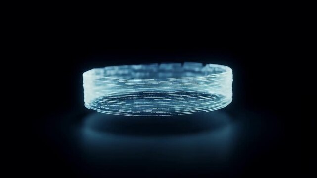 Digital ring rotating as blockchain network symbol for fintech and crypto technology