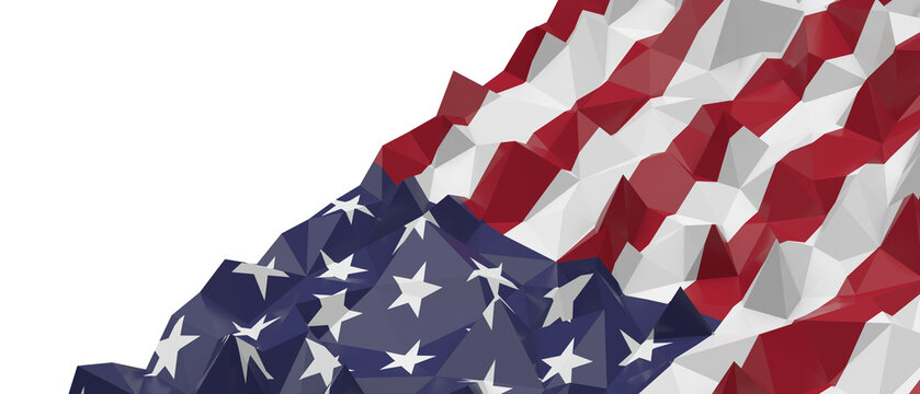 Modern abstract low poly American flag design with stars and stripes.