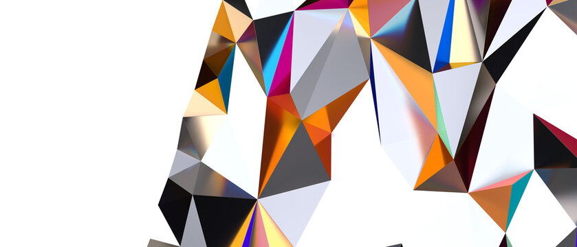 Dynamic abstract background featuring polygon shapes and bright color gradients