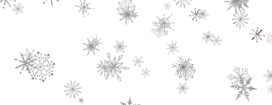 Beautiful scattered snowflake elements, symbolizing winter and cold season events.