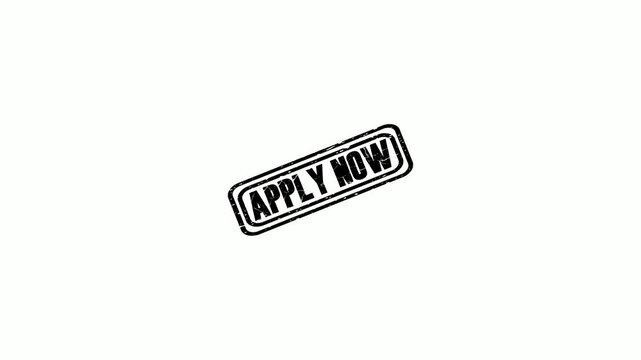 Apply Now Rubber Stamp Impression Animated Overlay Isolated on White Background for Professional Job Recruitment