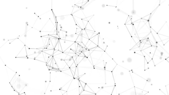 Dynamic wave with many dots. Abstract motion background of dots. Technology or science. 3d rendering Seamless loop. 4K