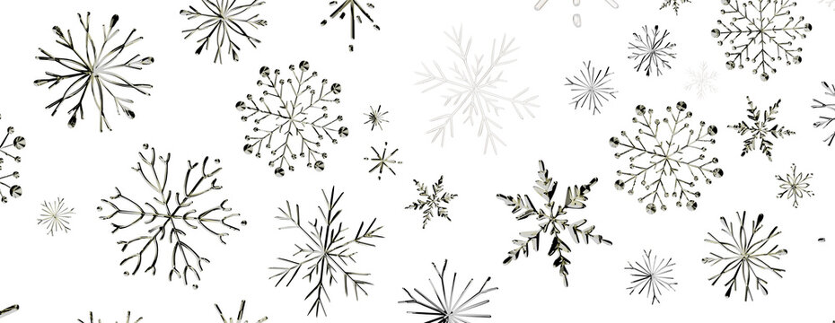 Elegant winter design with snowflakes on a white background, perfect for holiday-themed projects and