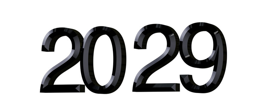 Bold black 2029 text on white background. Perfect for New Year's and futuristic concepts.
