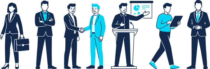 Fototapeta premium Set of business people characters in various poses