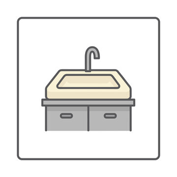 Bathroom sink with cabinet icon