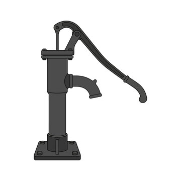 Traditional Manual Water Hand Pump Vector Illustration for Rural Infrastructure