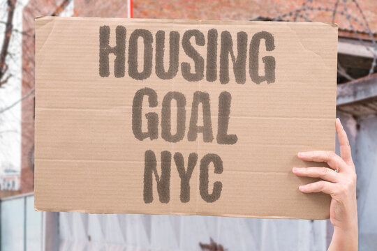"housing goal nyc" City's yearly affordable housing goal. NYC. UNITS. AFFORDABLE. YEARLY. GOAL.