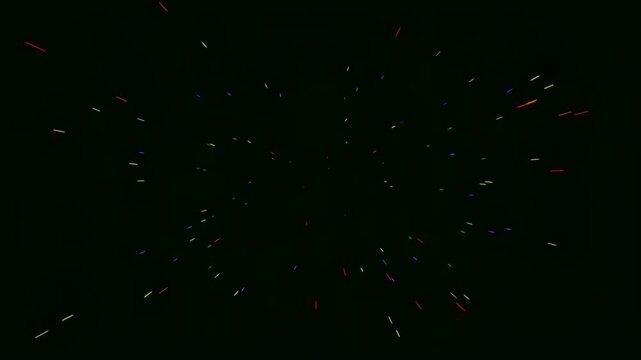 Abstract background with glowing particles flying through space at high speed.