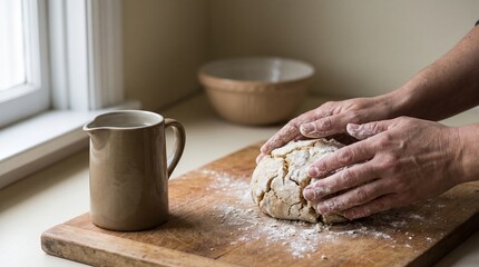 Fototapeta premium Dry dough shows the result of excess flour