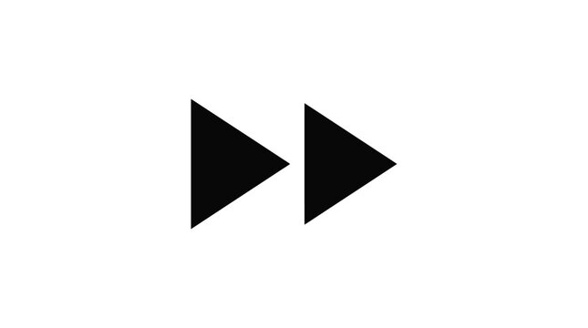 Double arrowheads pointing right a flat black silhouette
