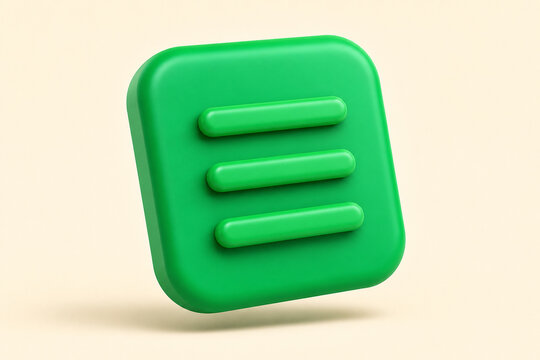 3D Hamburger Menu Button for Mobile Navigation UI Design