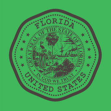 Great Seal of the State of Florida Stamp Vector Illustration