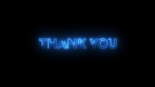 Two business professionals shake hands in glowing cityscape at dusk with Thank You text overlay, symbolizing trust, office appreciation, professional animation in black background, 4k video.